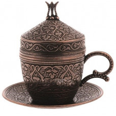 Турецька чашка Демітас Акар з блюдцем 110 мл Мідний колір Турецька чашка Демітас Акар з блюдцем 110 мл Мідний колір