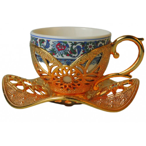 Турецкая чашка 90 мл Acar для подачи кофе Демитас Золото Орнамент Турецкая чашка 90 мл Acar для подачи кофе Демитас Золото Орнамент