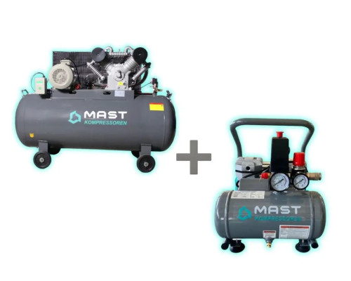 Поршневий компресор MAST 2105/500L 400V + безмасляний поршневий компресор Mast MOF1390/1100 compact