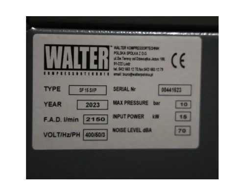 Гвинтовий компресор з ремінним приводом та інвертором WALTER SF 15 SXP