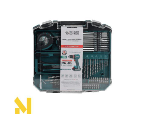 Шуруповерт акумуляторний ударний з комплектом аксесуарів Konner&Sohnen KS ID20V-60 KIT 74
