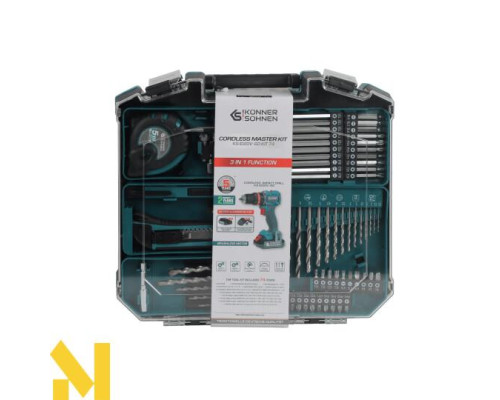 Шуруповерт ударний акумуляторний з комплектом аксесуарів Konner&Sohnen KS ID20V-60 KIT 74 PLUS