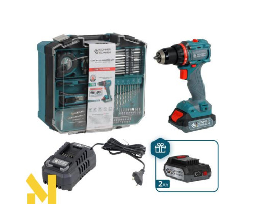 Шуруповерт ударний акумуляторний з комплектом аксесуарів Konner&Sohnen KS ID20V-60 KIT 74 PLUS