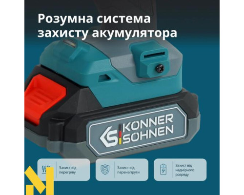 Шуруповерт ударний акумуляторний з комплектом аксесуарів Konner&Sohnen KS ID20V-60 KIT 74 PLUS