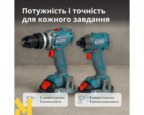 Набір електроінструментів акумуляторних Konner&Sohnen KS IDISD 20V SET 2 PLUS