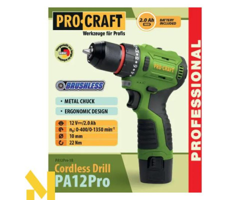 Дриль-шуруповерт акумуляторний Procraft PA12Pro
