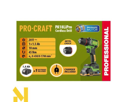 Дриль-шуруповерт акумуляторний Procraft PA18LiPro