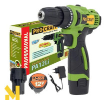 Шуруповерт акумуляторний Procraft PA12Li COMPACT (комплект з 2 АКБ та ЗП)