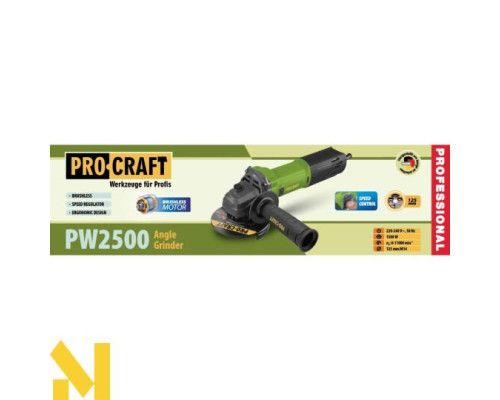 Болгарка (кутова шліфмашина) Procraft PW2500