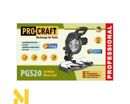 Пила торцювальна акумуляторна Procraft PGS20 (без АКБ та ЗП)