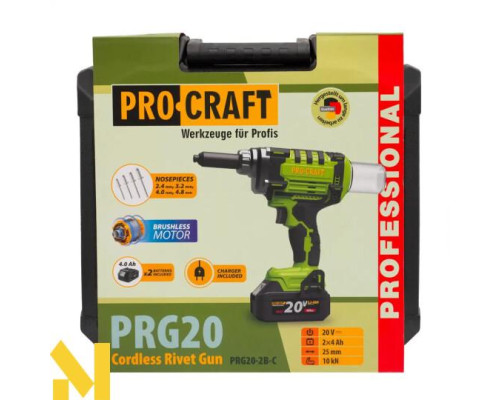 Заклепувальний пістолет акумуляторний Procraft PRG20