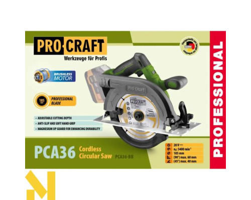 Пила дискова акумуляторна Procraft PCA36 (без АКБ та ЗП)