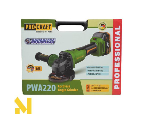 Болгарка (кутова шліфмашина) акумуляторна Procraft PWA220