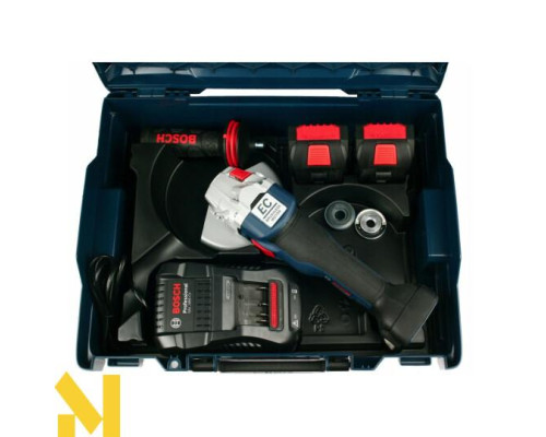Болгарка (кутова шліфмашина) акумуляторна Bosch GWS 18V-10 C, 2 АКБ 8 Ah + ЗП + L-BOXX