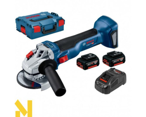 Болгарка (кутова шліфмашина) акумуляторна BOSCH GWS 18V-10 Professional + L-BOXX 136, 2 АКБ + ЗП