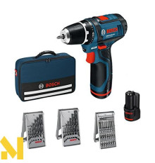 Акумуляторний шуруповерт Bosch GSR 12V-15 + набор бит и сверл 39шт. + сумка