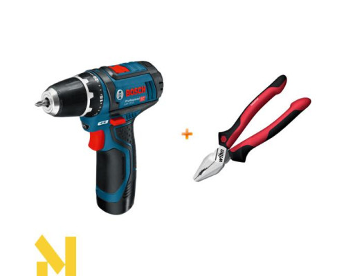 Акумуляторний дриль-шуруповерт Bosch Professional GSR 12V-15 + Плоскогубці Wiha