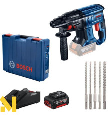 Перфоратор акумуляторний Bosch Professional GBH 180-Li (АКБ GBA 18V 4.0Ah + ЗП GAL 18V-40 + набір свердл SDS-Plus 5 шт)