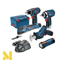 Набір з 5 інструментів Bosch GSA, GSR, GOP, GDR, GLI + 3 акамулятора 2,0 Ah