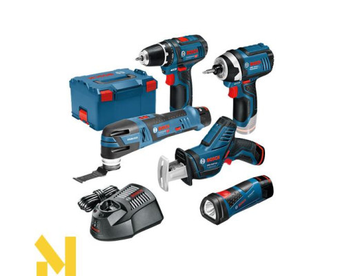 Набір з 5 інструментів Bosch GSA, GSR, GOP, GDR, GLI + 3 акамулятора 2,0 Ah