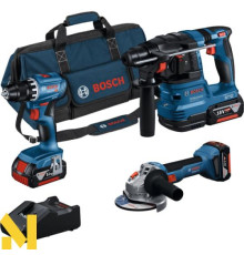 Набір інструментів акумуляторних Bosch Professional: GSR 18V-45 + GBH 18V-22 + GWS 18V-8