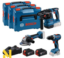 Набір інструментів акумуляторних Bosch Professional: GSR 18V-65 + GBH 18V-22 + GWS 18V-8