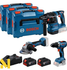 Набір інструментів акумуляторних Bosch Professional: GSR 18V-65 + GBH 18V-22 + GWS 18V-8