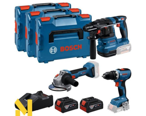 Набір інструментів акумуляторних Bosch Professional: GSR 18V-65 + GBH 18V-22 + GWS 18V-8