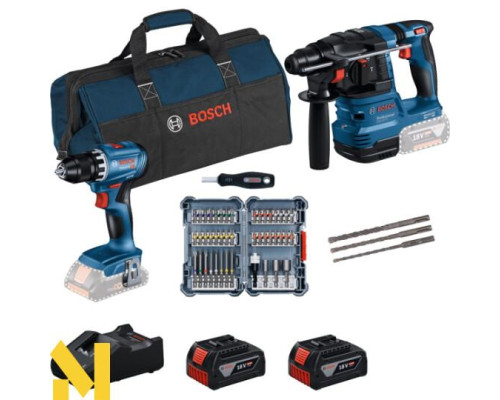 Набір інструментів акумуляторних Bosch Professional: GSR 18V-45 + GBH 18V-22 + Набір біт і бурів