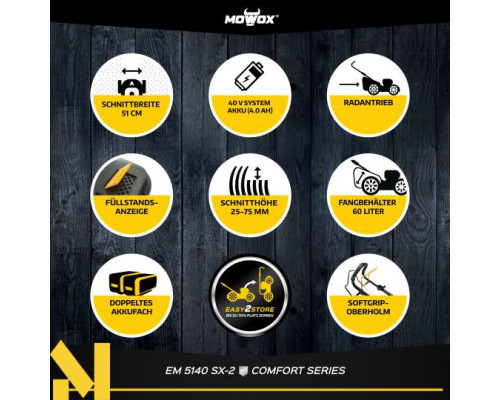 Газонокосарка акумуляторна Mowox EM 5140 SX