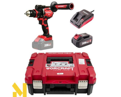 Шуруповерт акумуляторний Worcraft CHD‑S20LiBH + АКБ CLB-20V-4.0H + ЗП CHD‑S20LiBH + Кейс XCUBE004