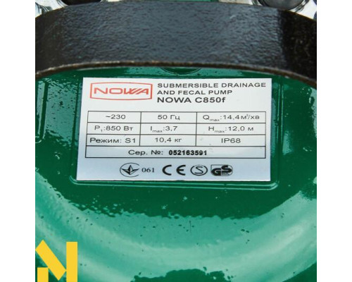 Насос занурювальний дренажно-фекальний NOWA WQD C850f