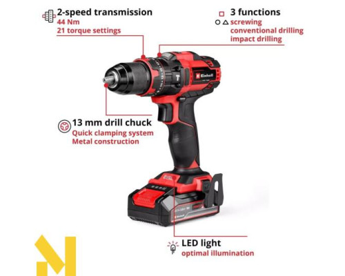 Дриль-шуруповерт акумуляторний Einhell TE-CD 18/44 Li-i