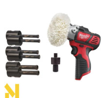 Машина полірувальна акумуляторна Milwaukee M12 BPS-0 + набір алмазних коронок (без АКБ та ЗП)
