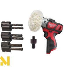 Машина полірувальна акумуляторна Milwaukee M12 BPS-0 + набір алмазних коронок (без АКБ та ЗП)