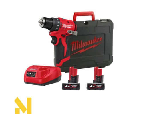 Дриль-шуруповерт акумуляторний MILWAUKEE M12 BLDDRC-402C