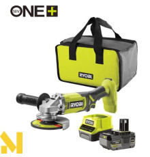 Болгарка (кутова шліфмашина) акумуляторна Ryobi ONE+ RAG18125-1C40S