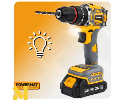 Шуруповерт акумуляторний Powermat PM-WA-21V-2M