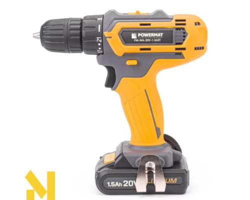 Дриль-шуруповерт акумуляторний Powermat PM-WA-20V-1.5AZT