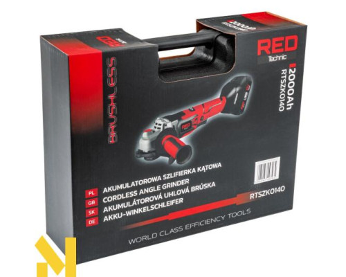 Болгарка (кутова шліфмашина) акумуляторна RED TECHNIC RTSZK0140