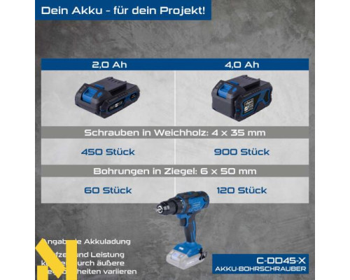 Дриль-шуруповерт ударний акумуляторний Scheppach C-DTB74/1-X з аксесуарами