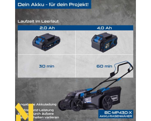 Газонокосарка акумуляторна Scheppach MP470-X SET XL2x2