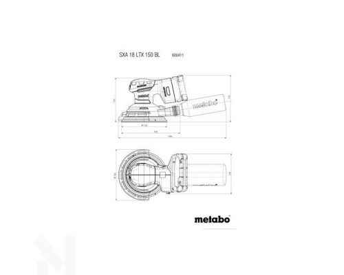 Шліфмашина ексцентрикова акумуляторна Metabo SXA 18 LTX 150 BL (без АКБ та ЗП, +MetaBox)