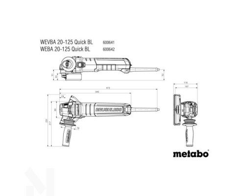 Болгарка (кутова шліфмашина) Metabo WEVBA 20-125 QUICK BL