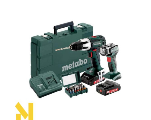Дриль-шуруповерт ударний акумуляторний Metabo SB 18 LT Set + ліхтар + набір біт (602103610)