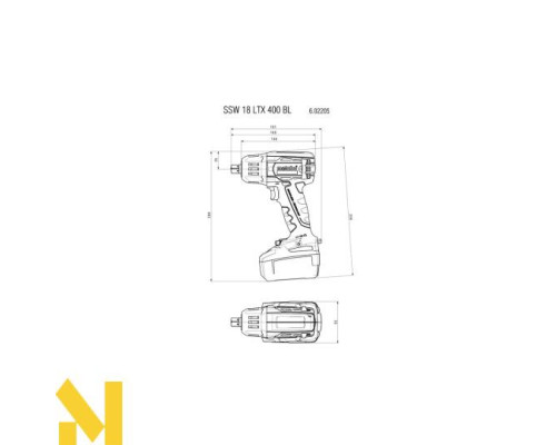 Гайковерт акумуляторний Metabo SSW 18 LTX 400 BL (LiHD 2x4.0 Аг)