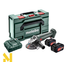 Болгарка (кутова шліфмашина) акумуляторна Metabo W 18 7-125 + 2x4.0Аг + MetaBox