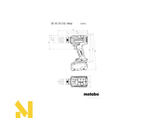 Дриль-шуруповерт акумуляторний Metabo BS 18 LTX-3 BL I Metal