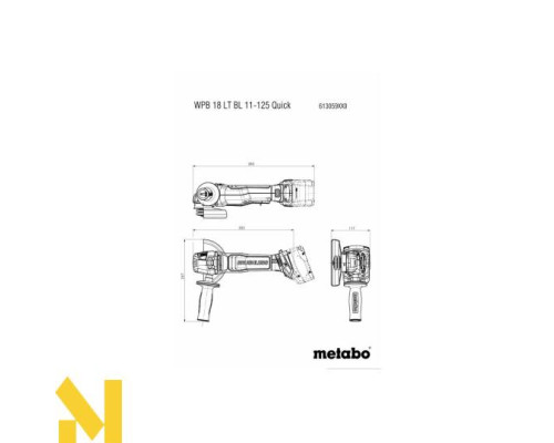 Болгарка (кутова шліфмашина) акумуляторна Metabo WPB 18 LT BL 11-125 Quick (без АКБ та ЗП)