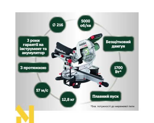 Пила торцювальна акумуляторна Metabo KGS 18 LTX BL 216 (без АКБ та ЗП)